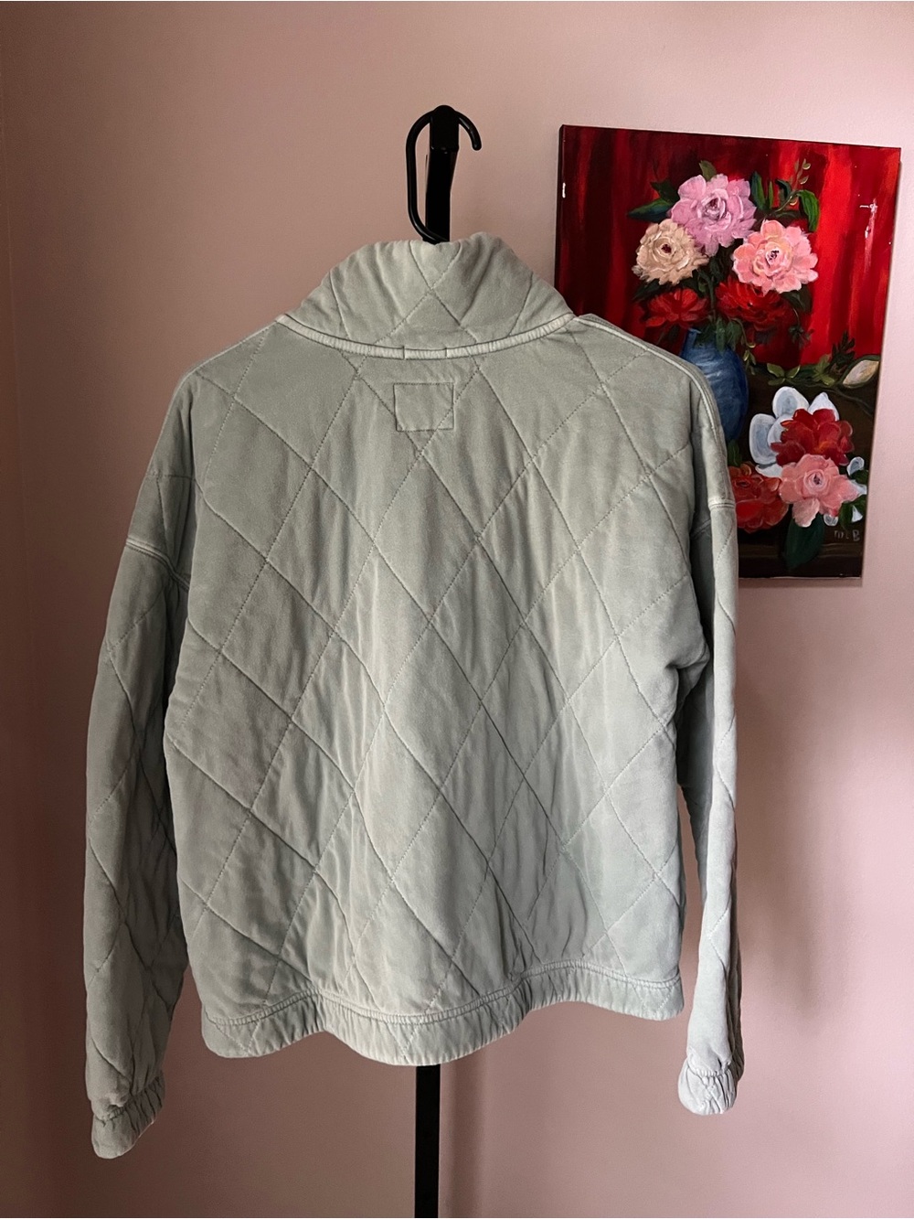 Abercrombie and fitch Quilted Half-Zip Pullover Jacket - Light Sage - Picture 6 of 6